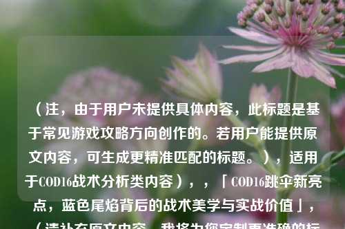 （注，由于用户未提供具体内容，此标题是基于常见游戏攻略方向创作的。若用户能提供原文内容，可生成更精准匹配的标题。），适用于COD16战术分析类内容），，「COD16跳伞新亮点，蓝色尾焰背后的战术美学与实战价值」，（请补充原文内容，我将为您定制更准确的标题。）