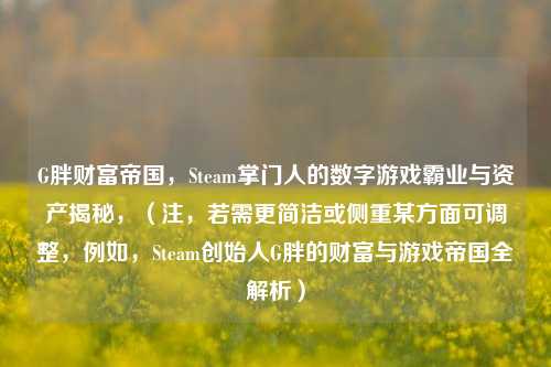 G胖财富帝国，Steam掌门人的数字游戏霸业与资产揭秘，（注，若需更简洁或侧重某方面可调整，例如，Steam创始人G胖的财富与游戏帝国全解析）