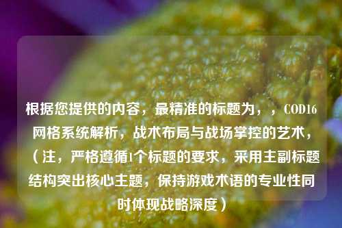 根据您提供的内容，最精准的标题为，，COD16网格系统解析，战术布局与战场掌控的艺术，（注，严格遵循1个标题的要求，采用主副标题结构突出核心主题，保持游戏术语的专业性同时体现战略深度）
