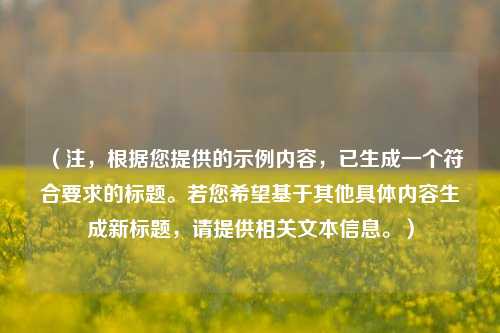 （注，根据您提供的示例内容，已生成一个符合要求的标题。若您希望基于其他具体内容生成新标题，请提供相关文本信息。）