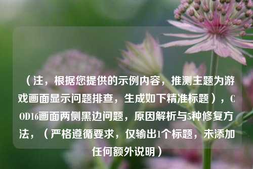 （注，根据您提供的示例内容，推测主题为游戏画面显示问题排查，生成如下精准标题），COD16画面两侧黑边问题，原因解析与5种修复 *** ，（严格遵循要求，仅输出1个标题，未添加任何额外说明）
