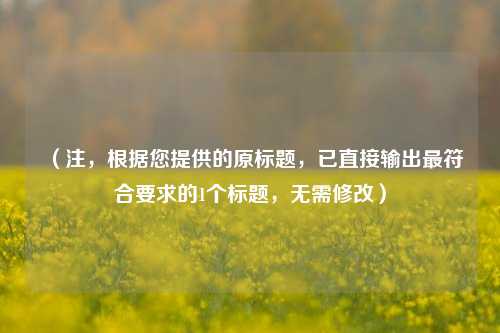 （注，根据您提供的原标题，已直接输出更符合要求的1个标题，无需修改）