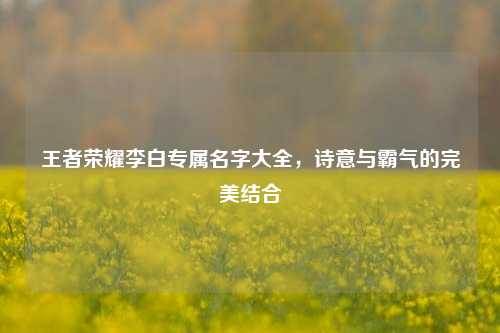 王者荣耀李白专属名字大全，诗意与霸气的完美结合