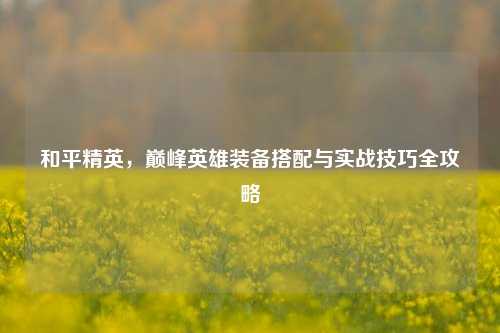 和平精英，巅峰英雄装备搭配与实战技巧全攻略