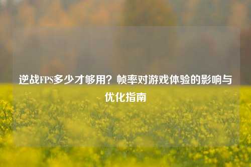 逆战FPS多少才够用？帧率对游戏体验的影响与优化指南