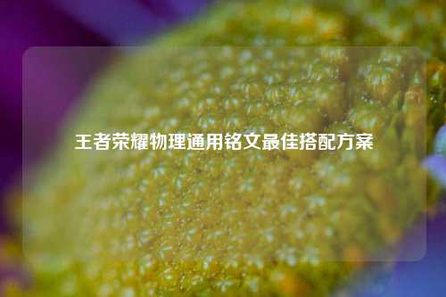 王者荣耀物理通用铭文更佳搭配方案