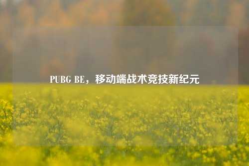 PUBG BE,移动端战术竞技新纪元