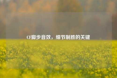 CF脚步音效,细节制胜的关键
