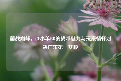 萌战巅峰，CF小羊BB的战术魅力与玩家情怀对决广东之一女顺