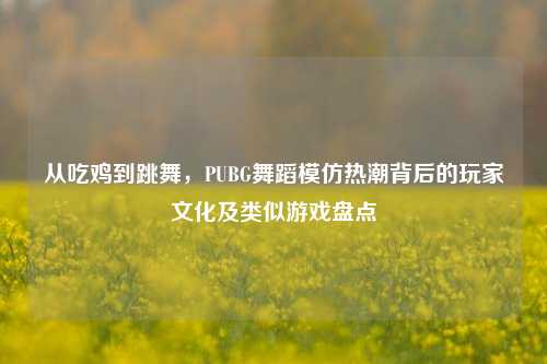 从吃鸡到跳舞，PUBG舞蹈模仿热潮背后的玩家文化及类似游戏盘点