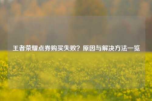 王者荣耀点券购买失败？原因与解决 *** 一览