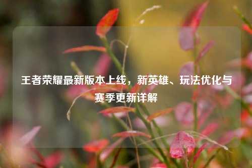 王者荣耀最新版本上线，新英雄、玩法优化与赛季更新详解