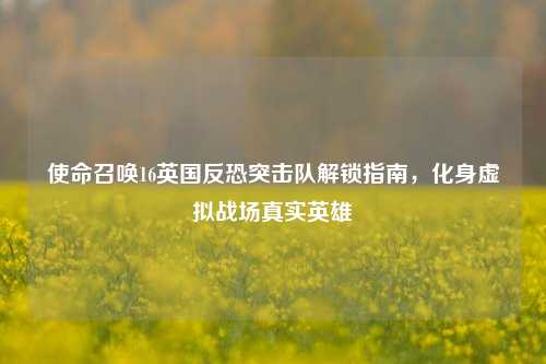 使命召唤16英国反恐突击队解锁指南，化身虚拟战场真实英雄