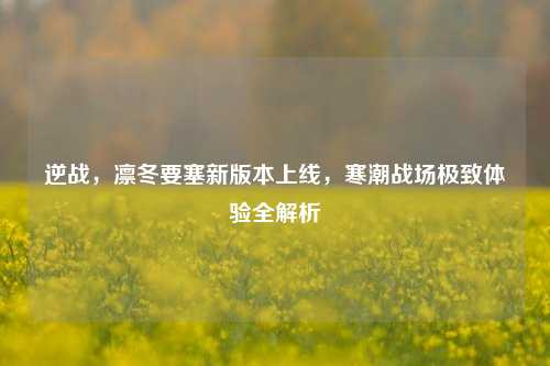 逆战，凛冬要塞新版本上线，寒潮战场极致体验全解析