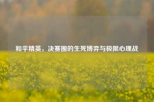 和平精英，决赛圈的生死博弈与极限心理战
