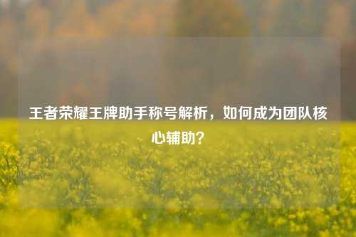 王者荣耀王牌助手称号解析，如何成为团队核心辅助？