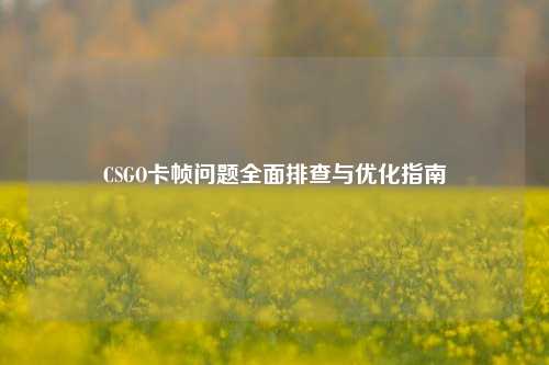 CSGO卡帧问题全面排查与优化指南