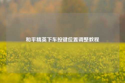 和平精英下车按键位置调整教程