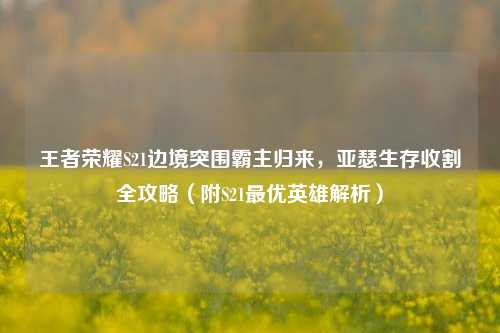 王者荣耀S21边境突围霸主归来,亚瑟生存收割全攻略(附S21更优英雄解析)