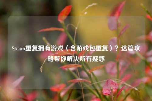 Steam重复拥有游戏（含游戏包重复）？这篇攻略帮你解决所有疑惑
