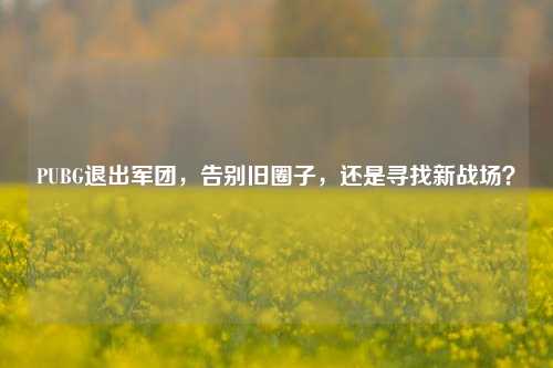 PUBG退出军团，告别旧圈子，还是寻找新战场？