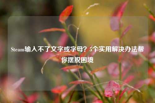 Steam输入不了文字或字母？5个实用解决办法帮你摆脱困境