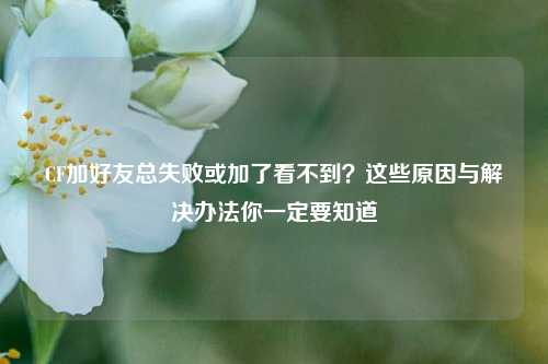 CF加好友总失败或加了看不到？这些原因与解决办法你一定要知道
