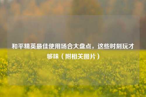 和平精英更佳使用场合大盘点,这些时刻玩才够味(附相关图片)