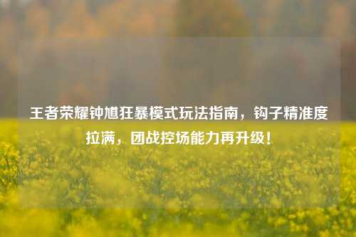 王者荣耀钟馗狂暴模式玩法指南,钩子精准度拉满,团战控场能力再升级!