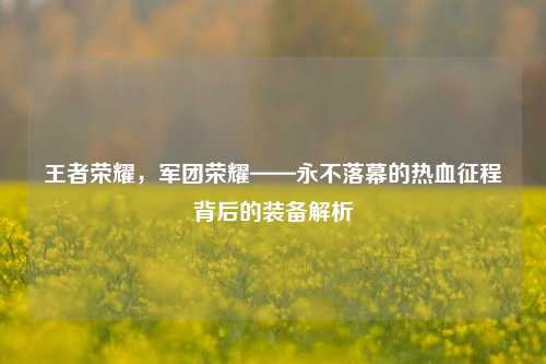 王者荣耀,军团荣耀——永不落幕的热血征程背后的装备解析