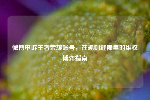 微博申诉王者荣耀账号,在规则缝隙里的 博弈指南