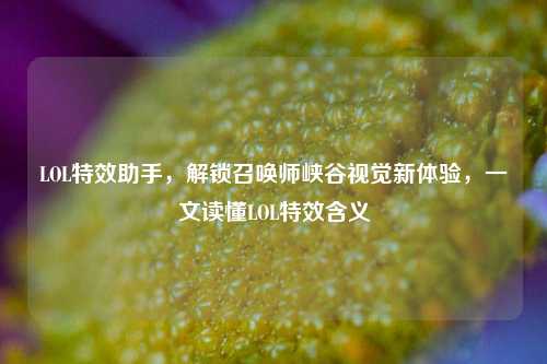 LOL特效助手,解锁召唤师峡谷视觉新体验,一文读懂LOL特效含义
