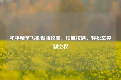 和平精英飞机省油攻略,续航拉满,轻松掌控制空权