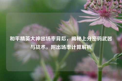 和平精英大神出场率背后,揭秘上分密码武器与战术,附出场率计算解析