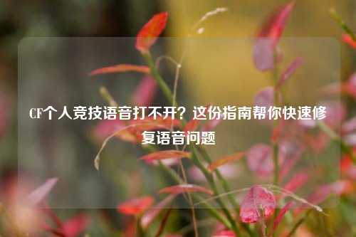 CF个人竞技语音打不开?这份指南帮你快速修复语音问题