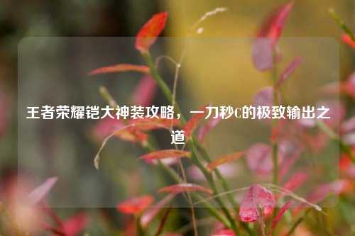王者荣耀铠大神装攻略,一刀秒C的极致输出之道