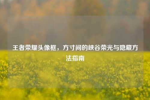 王者荣耀头像框,方寸间的峡谷荣光与隐藏 指南