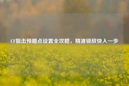 CF狙击预瞄点设置全攻略，精准锁敌快人一步