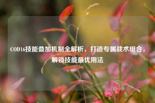 COD16技能叠加机制全解析,打造专属战术组合,解锁技能更优用法