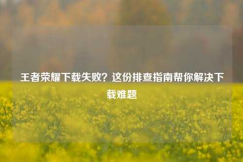 王者荣耀下载失败?这份排查指南帮你解决下载难题
