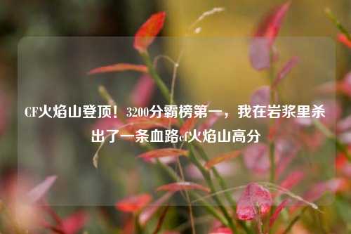 CF火焰山登顶！3200分霸榜之一，我在岩浆里杀出了一条血路cf火焰山高分