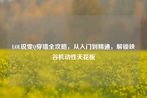 LOL锐雯Q穿墙全攻略，从入门到精通，解锁峡谷机动性天花板