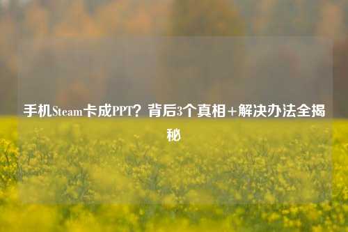 手机Steam卡成PPT?背后3个真相+解决办法全揭秘