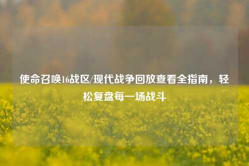 使命召唤16战区/现代战争回放查看全指南，轻松复盘每一场战斗