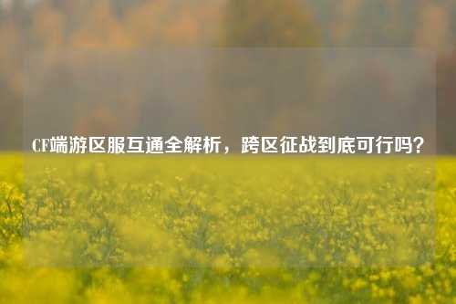 CF端游区服互通全解析，跨区征战到底可行吗？