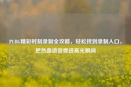 PUBG精彩时刻录制全攻略,轻松找到录制入口,把热血语音焊进高光瞬间