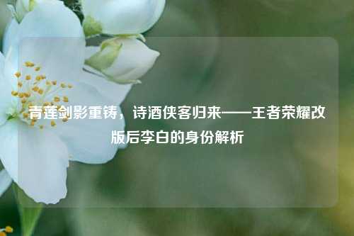 青莲剑影重铸,诗酒侠客归来——王者荣耀改版后李白的身份解析