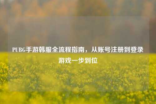 PUBG手游韩服全流程指南，从账号注册到登录游戏一步到位